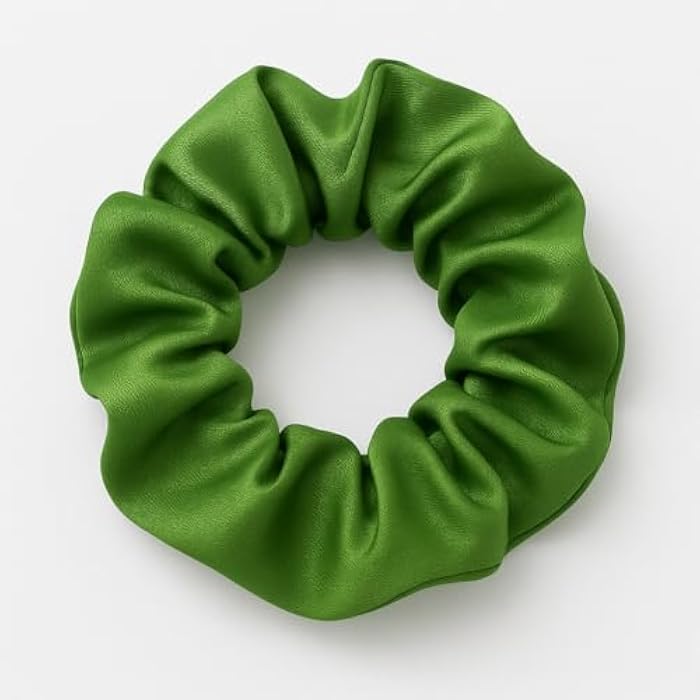 zecotex  Wide Satin Hair Scrunchy | Soft & Comfortable, No-Damage Elastic Hair Tie for Women & Girls | Stylish & Gentle on Hair – 1 Piece (Green, One Size) - Image 2
